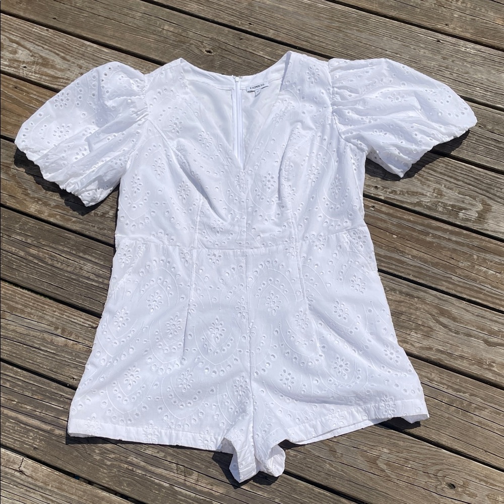 Express White Eyelet Romper
